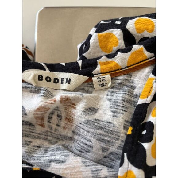 Boden Easy Notch Neck Jersey Dress Size 10L Short Sleeve Black Opulent Pome - Picture 2 of 10